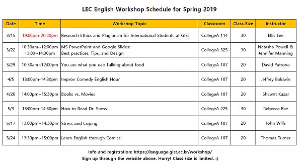 LEC English Workshop Schedule for Spring 2019.PNG
